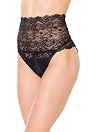 Crotchless panties, stretch lace, high waist